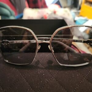 CHANEL Silver Frame Square Sunglasses